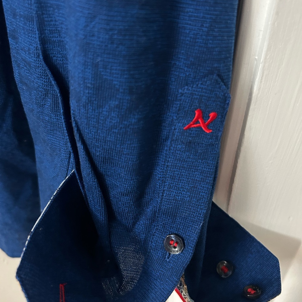 AuNoir Jewelry Blue Shirt with Patterned Collar - Picture 5 of 9